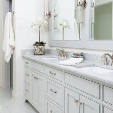 Transitional Bathroom With White Orchid