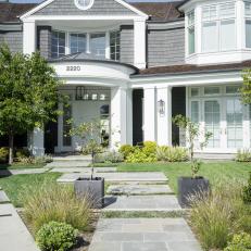 Front Yard With Asymmetrical Walkway