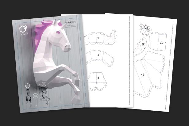 Make a 3D Paper Unicorn With a Template From Oxygami's Etsy Shop 