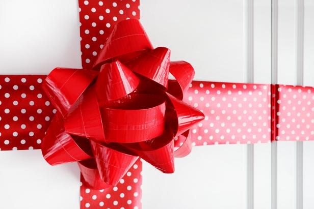 Red duct tape bow 