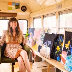 Artist Molly Mansfield's School Bus Studio