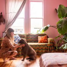 Artist Molly Mansfield in Her Pink Living Room