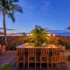 Tropical Outdoor Dining Area at Sunset