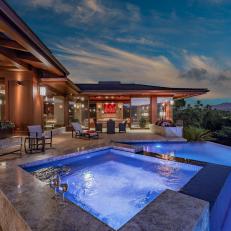 Tropical Patio and Pool at Night