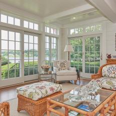 Coffered Ceiling and Three Walls of Windows for Sunroom