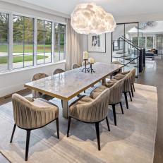 Formal Dining With Art Glass Chandelier