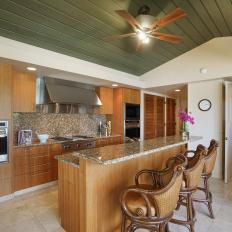 Tropical Kitchen With Green Paneling