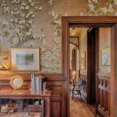 Victorian Living Area With Floral Wallpaper