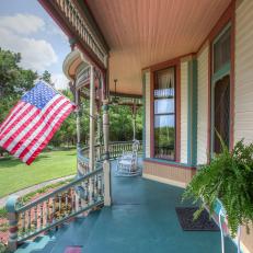 Victorian Porch and American Flag