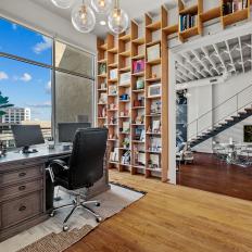 Loft Home Office with Built-Ins