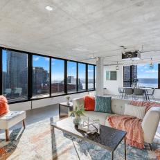 Modern Living Room With Skyline Views