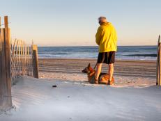 Man and Dog on Outer Banks Beach