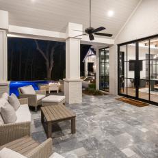 Covered Patio With Gray Stone Floor