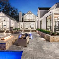 Gray Stone Patio With Two Fire Pits