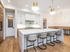 Marble Island, Four Chairs, Venetian Plaster Range in Luxe Kitchen