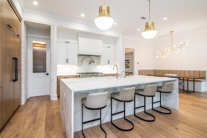 Marble Island, Four Chairs, Venetian Plaster Range in Luxe Kitchen