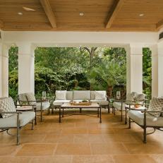 Covered Patio With White Columns