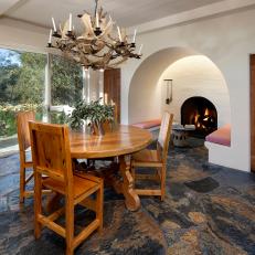 Cozy Breakfast Area With Fireplace Alcove