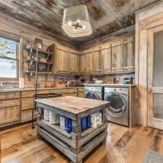 Rustic Laundry Room With Paneling