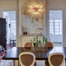 Contemporary Dining Room With Starburst Chandelier