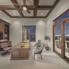 Transitional Home Office With Valley View