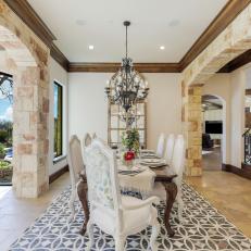 Formal Dining Between Stone Archways