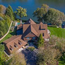 Aerial View of Connecticut Waterfront Home