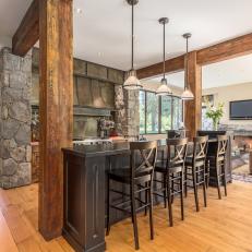 Rustic Open Concept Kitchen and Living Room