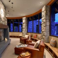 Curved Seating Area in Luxury Mountain Home