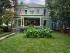 Blue and Green Colonial Revival Exterior
