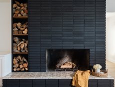 Black Brick Fireplace 