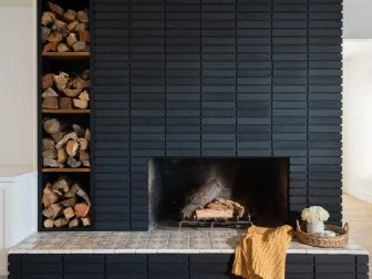 Black Brick Fireplace 