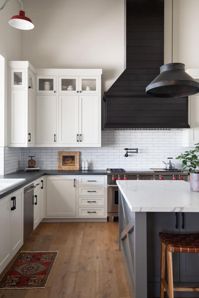 Gray Chef Kitchen With Black Hood