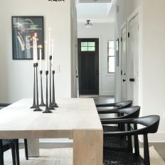 Black and White Dining Room With Candlesticks