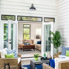 Transitional Deck With Blue Rug