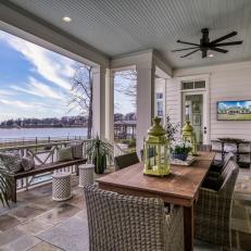 Lakefront Porch With Dining Table
