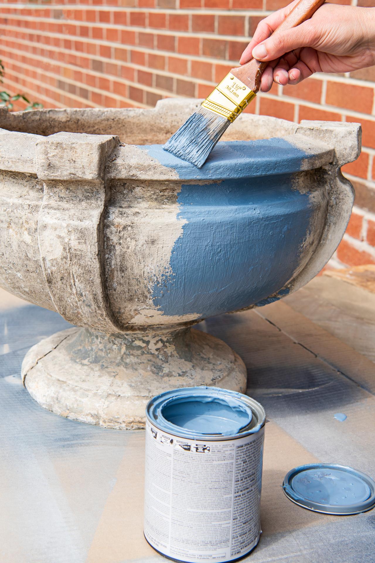Paint And Replant Concrete Planters, How To Paint Outdoor Concrete Pots
