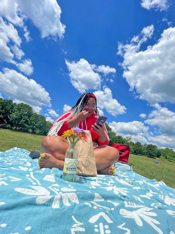 HGTV.com editor Jessica Yonker took an XL Sand Cloud beach towel to the test at her local park. Sand Cloud towels are quick-drying, sand- and grime-resistant and fold up easily into any bag or backpack.
