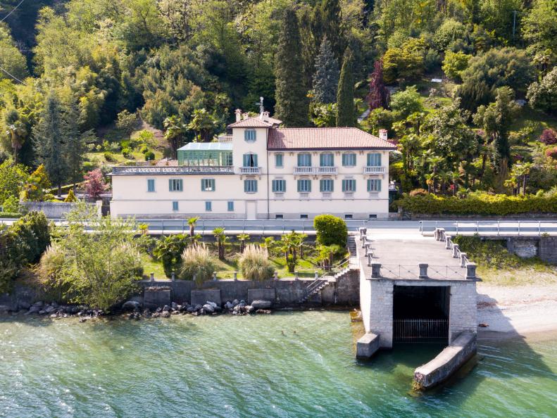 High View of Italian Villa Overlooking Water, Old Bridges, Small Road