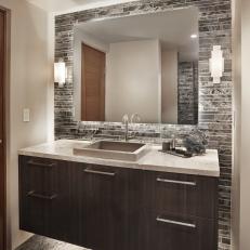 Contemporary Bathroom Vanity With Lots of Lighting