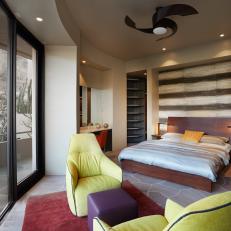 Guest Room With Contemporary, Green Armchairs
