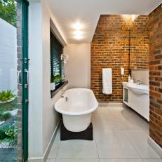 Brick Accents in Contemporary Bathroom