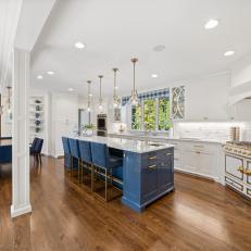 Contemporary Kitchen in Blue and White