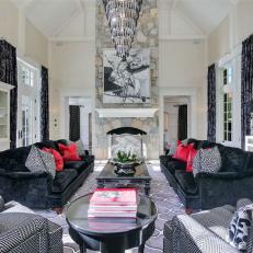 Black and Red Art Deco Living Room