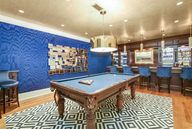 Blue Contemporary Game Room and Bar | HGTV