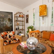 Megan Housekeeper's Texas Tiki Meets Wes Anderson Style Living Room