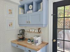 Stylish Coffee Corner Cabinet With Butcher Block