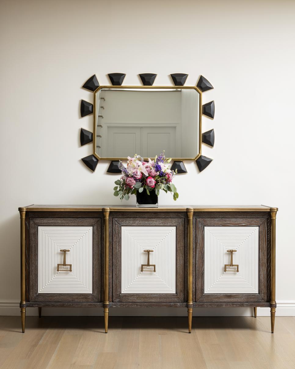 Black Geometric Mirror and Brown HGTV