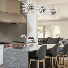 Modern Open Plan Kitchen With Star Pendants