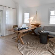 Coastal Neutral Home Office With Sailboat
